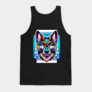 Cyberpunk Neon Furry Anthro German Shepherd Tank Top